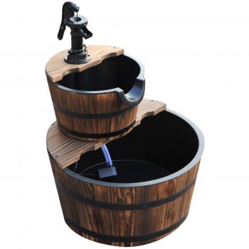 Outsunny Wooden Water Pump Fountain Cascading Feature