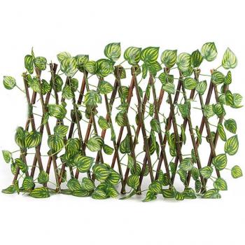 Expandable Garden Privacy Fence with Wood Vines