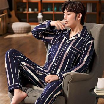 Conjunto de Pijama para Hombre, Algodón, Manga Larga, a Cuadros, XXXL