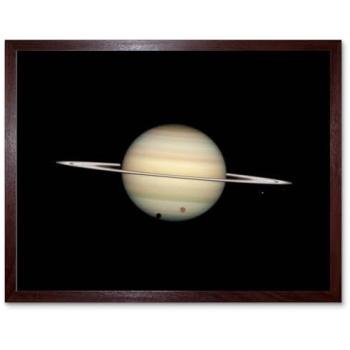 Saturn Ring Crossing with Titan, Minas, Dione, Enceladus – Hubble Image Print