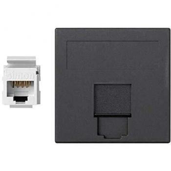 Placa de voz y datos plana con 1 conector Cat 6U grafito Simon 50002085-038