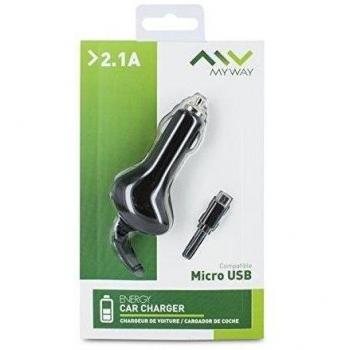 Cargador Coche Micro USB 2,1A Negro Myway