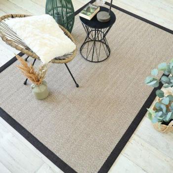 Tapis sisal chevron beige 200 x 290 cm
