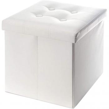 Mobili Rebecca Meubles Puff Stool Blanc Design Moderne 30x30x30