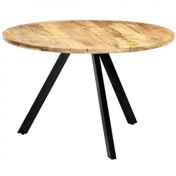 Vintage Holztisch für Küche & Esszimmer – 120 × 76 cm, Eisenfassung