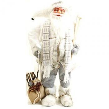 Mediablue Nikolausfigur, große Weihnachtsmann Deko, 100 cm, rot-grau