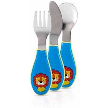 Nûby ID5571BLUE Essenszubehör Set – 3‑teilige Edelstahlbestecke, blau
