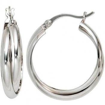 Rhodinierte Creolen 925 Silber Ohrringe