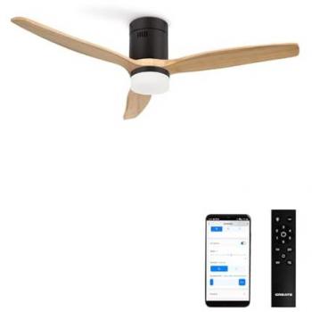 Wind Calm Natural Wood Ventilador techo 40W, luz LED y control remoto