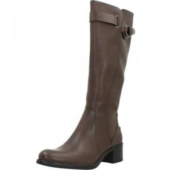 Botas de Mujer Chika10 BAIDEN 08 de Caña Alta Marrón con Cremallera y Hebilla