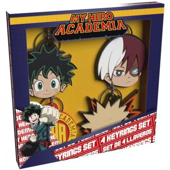 My Hero Academia – Set de 4 porte‑clés en caoutchouc