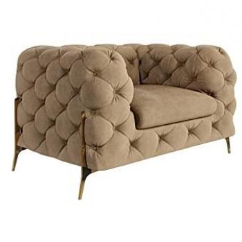 Chesterfield Sessel mit Goldenen Metallfüßen und Wellenfederung