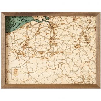 Legno 3D Bruges S: Mappa con cornice e colori vivaci