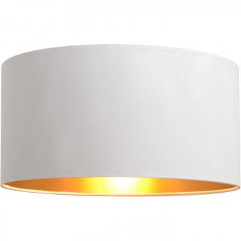 Abat‑jour Hélam Alba 40 cm E27 – finition blanche avec accents dorés