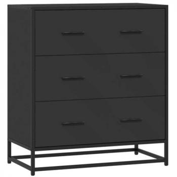 Credenza in Truciolato Nero 68x35x76 cm con Accento Metallico