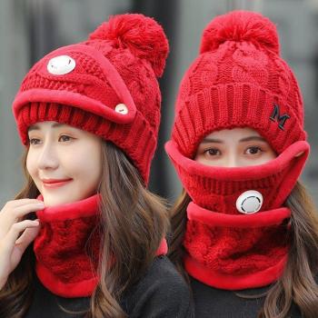 Thick Knit Anti-Smog Beanie and Collar Set for Women