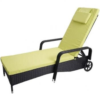 Cesena Sonnenliege aus Poly-Rattan, Alu-Gestell, hellgrünes Kissen