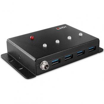 Hub de Datos LINDY 43374 – 4 Puertos USB 3.0, Metal y Negro