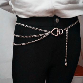 Hip-Hop Style High Waist Belt with Heart-Shaped Chain