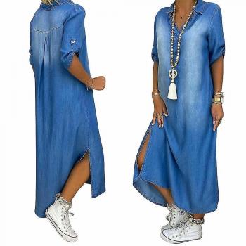 Maxi robe de printemps en denim ample