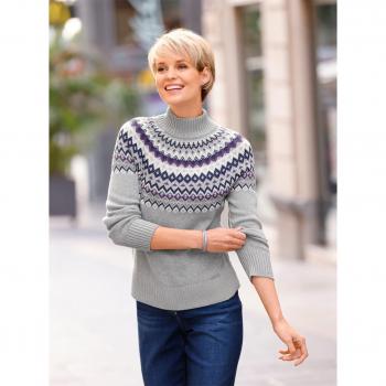 Casual Looks Norwegerpullover Damen Pullover Größe 36 hellgrau