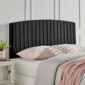 King Size 26 Strutted Headboard with Black Plush Fabric by Reet