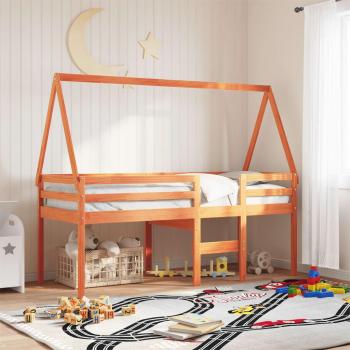 Pine Solid Wood High Sleeper Bed without Mattress in Wax Brown (Single, 90 x 190 cm) from Vidaxl