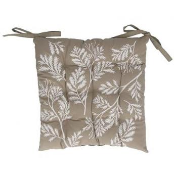 Fern‑Embroidery Gisela Graham Seatpad Duo in Taupe