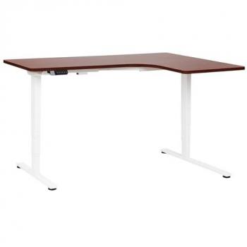 Scrivania angolare elettrica regolabile 160 x 59 cm legno scuro e bianco