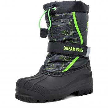 DREAM PAIRS Bottes Neige Hiver Imperméables Mi-Mollet Kamick Noir N.Vert Petit Enfant Taille 13 US Little Kid / 31 EU