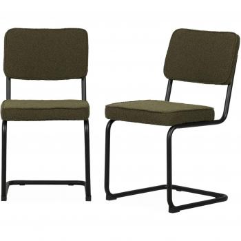 Chaises Cantilever Maja Vertes – Lot de 2, Tissu Bouclette