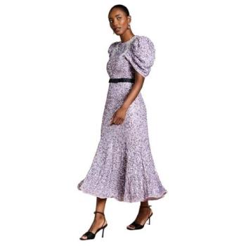 Puff Sleeve Sequin Midi Dress in Soft Lilac – Women's Version