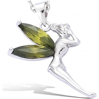 Les Trésors De Lily Silver Pendant – A9261 Green Olivine Tinkerbell