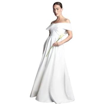 Coast Women's Ivory Bardot Origami Satin Wedding Gown, Size 14