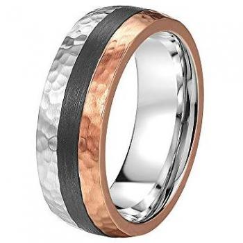 DOOSTI Edelstahl Trauring LIEBE mit Zirkonia oder ohne, 7mm, Größe 58