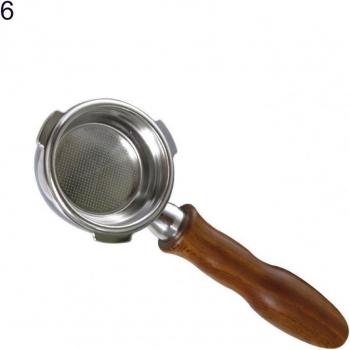 Mango portátil de filtro espresso de malla fina 58mm, con mango de madera para Barsetto BA101/BA102, diseño sin fondo