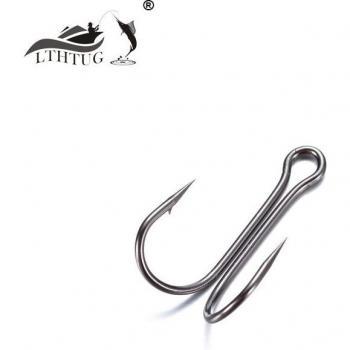 20pcs Black Nickel Barbed Double Fishing Hooks