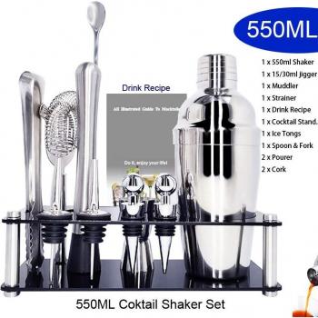 11-teiliges Boston Shaker Set 550 ml/750 ml Edelstahl für Cocktails
