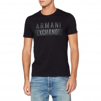 T-shirt logo embossé Armani Exchange, Noir, Large Homme