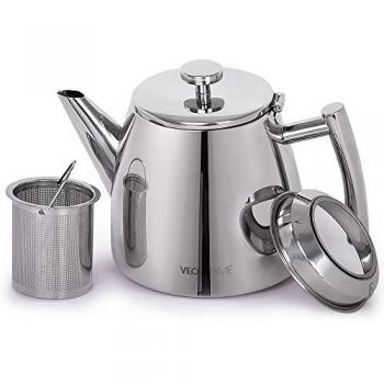 Théière inox double paroi VeoHome 0,5L avec infuseur pour thés et tisanes