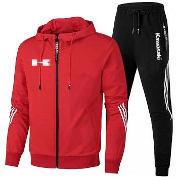 Costume de sport homme Kawasaki rouge avec cardigan et pantalon