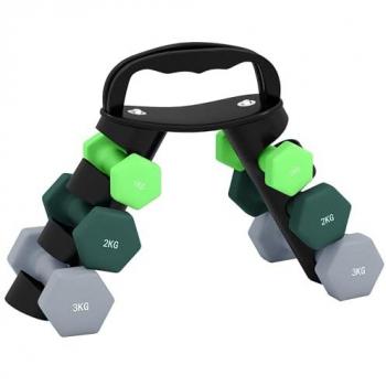 FitGear 3‑Tier Dumbbell Collection & Rack – 1kg/2kg/3kg (Green)