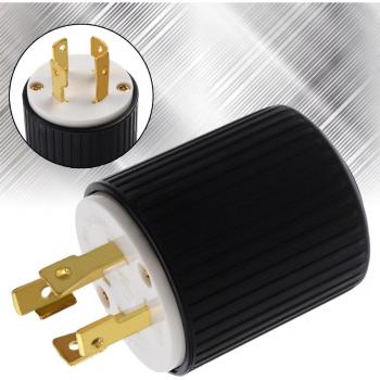 Enchufe L14‑30 Negro 30 A, 3 Polos, 4 Cables, Conexión a Tierra – Generador