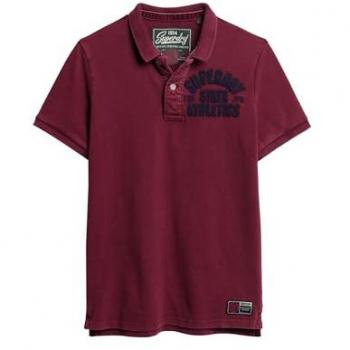 Polo Athletic Superdry Manica Corta Rosso Borgogna XL