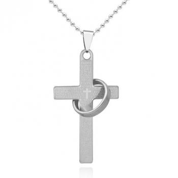 Chic Cross Letter Pendant Necklace in Titanium Steel