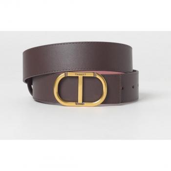 Cintura Twinset Oval T in pelle bicolore Taglia S