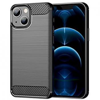 Carcasa Antigolpes para iPhone 13 Mini Silicona Negra con Diseño de Fibra de Carbono