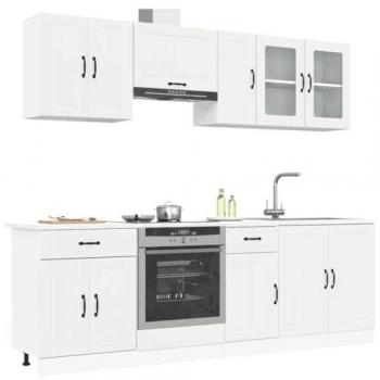 Calamaio Kalmar Set 8 Unità, Legno Bianco, Finitura Multistrato