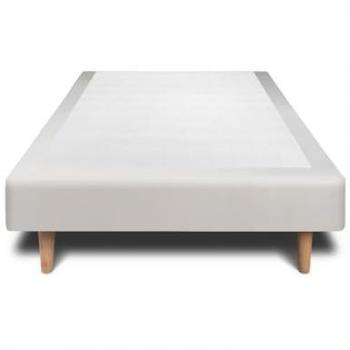 Sommier Tapissier Velours Gris Clair 80x200 H35cm