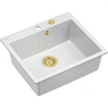Lavabo B (57cm x 50cm) MORGAN 110 – Push To Open Oro, Bianco Neve